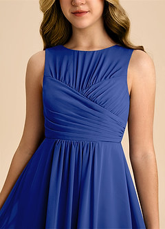 Azazie Skyla Junior Royal Blue A-Line Pleated Chiffon Dress image7