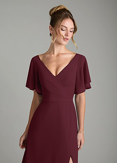 Azazie Ambrosia Bridesmaid Dresses Cabernet A-Line Pleated Chiffon Dress image3