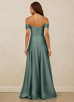 Christian Siriano Bridal for Azazie 1002 Bridesmaid Dresses Sea Moss A-Line Off the Shoulder Stretch Satin Convertible Dress image6