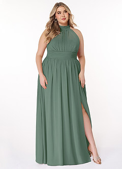 Azazie Iman Bridesmaid Dresses Eucalyptus A-Line A-Line Ruched Chiffon Dress image4