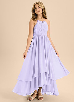 Azazie Elliora Junior Lilac A-Line Pleated Chiffon Dress image3