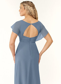 Azazie Rylee Bridesmaid Dresses Dusty Blue A-Line Pleated Chiffon Dress image2