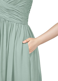 Azazie Angie Bridesmaid Dresses Agave A-Line Corset Chiffon Dress image12