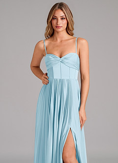 Azazie Tyla Bridesmaid Dresses Sky Blue A-Line Sweetheart Neckline Stretch Satin Dress image8