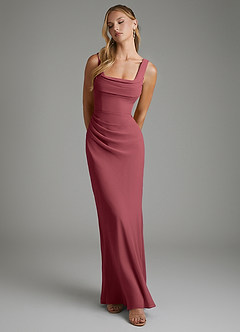 Azazie Asa Bridesmaid Dresses Merlot Sheath Corset Chiffon Dress image6