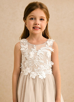 Azazie Mixie 플라워 걸 드레스 볼가운 레이스 발목 길이 드레스 image7