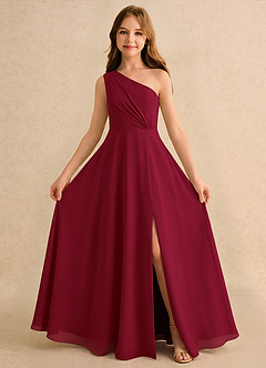 Azazie Puddles Girls Formal Flower Girl Klänningar Klä A-Line i Chiffong Ena axeln image5