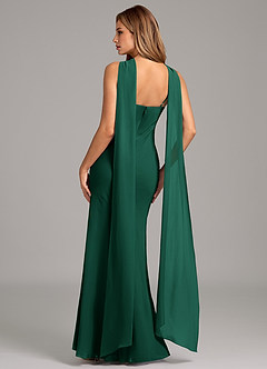 Azazie Kinsley 신부 들러리 드레스 인어 주름진 쉬폰 바닥 길이 드레스 image2