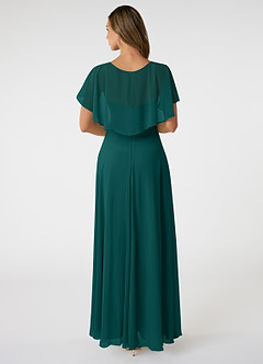 Azazie Jamie Bridesmaid Dresses Peacock A-Line Chiffon Dress image2