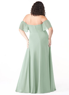 Azazie Sue Robes de demoiselle d'honneur Robe Trapèze Convertible en Mousseline de soie Épaule décolletée Agave image8