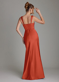 Azazie Agustina 신부 들러리 드레스 인어 코르셋 스트레치 새틴 바닥 길이 드레스 image2