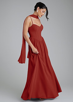 Azazie Alisha Bridesmaid Dresses Terracotta A-Line Corset Chiffon Dress image6