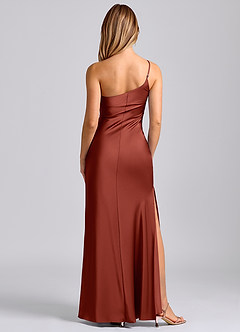 Azazie Marseli 신부 들러리 드레스 인어 한쪽 어깨 스트레치 새틴 바닥 길이 드레스 image6