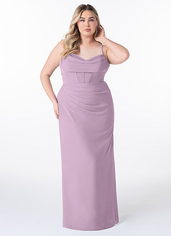 Azazie Mai Brautjungfernkleider Etui Plissee Chiffon Kleid Blauregen image7