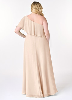 Azazie Lizzy Bridesmaid Dresses White Alabaster A-Line One Shoulder Chiffon Dress image9