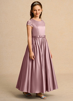 Azazie Bunny Girl vestidos de niña de las flores Vestido de Rosa Polvorienta de Encaje de Princesa image5