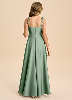Azazie Popsy Junior Matcha A-Line Bow Stretch Satin Dress image2