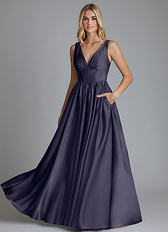 Azazie Delmie Bridesmaid Dresses Stormy A-Line Corset Stretch Satin Dress image6