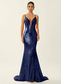 Astraea Chartreuse Sparkly V-neck Open Back Mermaid Prom Dress image3