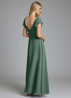 Azazie Omari Vestidos de damas de honor Vestido de Eucalipto de Gasa de Corte en A image2