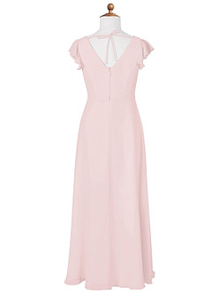Azazie Claudine Junior Blushing Pink A-Line Pleated Chiffon Dress image6