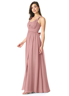 Azazie Olani Bridesmaid Dresses Dusty Rose A-Line Off the Shoulder Chiffon Convertible Dress image4