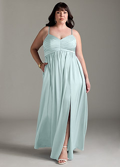 Azazie Alia Brautjungfernkleider A-Linie Plissee Stretch-Satin Kleid Seegrün image10