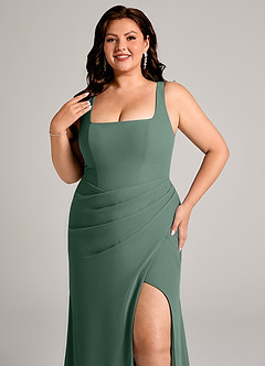 Azazie Mero Bridesmaid Dresses Sea Moss Sheath Pleated Chiffon Dress image14
