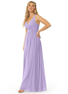 Azazie Kora Bridesmaid Dresses Lilac A-Line Pleated Chiffon Dress image2