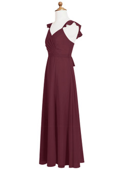 Azazie Emily Junior Cabernet A-Line Ruched Chiffon Dress image7