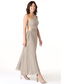Azazie Kirra Bridesmaid Dresses Frost A-Line One Shoulder Chiffon Dress image3