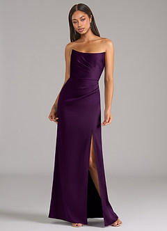 Azazie Marla Bridesmaid Dresses Grape Sheath Strapless Stretch Satin Convertible Dress image4