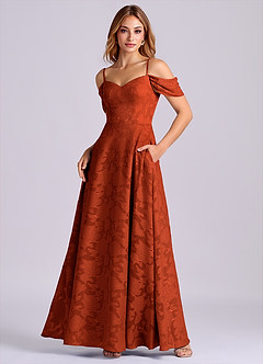 Azazie Marley Final Sale Black A-Line Off the Shoulder Floral Burnout Convertible Dress image1