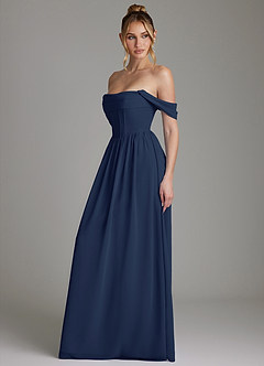 Azazie Caterina Bridesmaid Dresses Dark Navy A-Line Corset Chiffon Dress image9