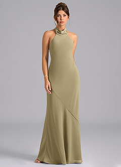 Azazie Velli Bridesmaid Dresses Moss Green Mermaid Bow Chiffon Dress image6