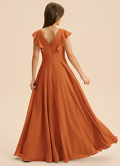 Azazie Anysa Junior Cinnamon A-Line Ruched Chiffon Dress image2