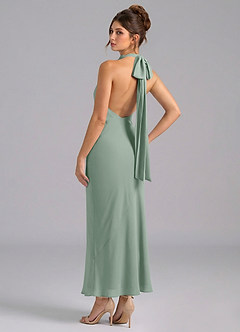 Azazie Velli Bridesmaid Dresses Silver Sage Mermaid High Neck Chiffon Dress image6
