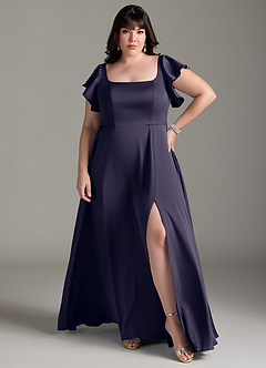 Azazie Bondi Bridesmaid Dresses Stormy A-Line Bow Stretch Satin Dress image12