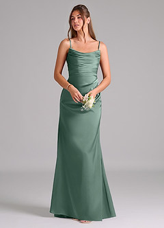 Azazie Lucille Bridesmaid Dresses Eucalyptus Mermaid Strapless Stretch Satin Convertible Dress image7