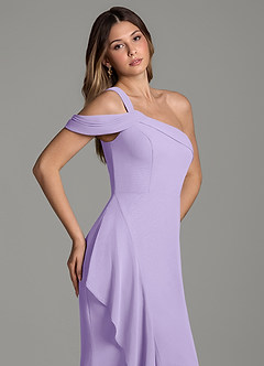 Azazie Ashlynn Bridesmaid Dresses Lilac Mermaid Off the Shoulder Chiffon Dress image2