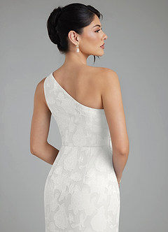 Azazie Akilah Bridesmaid Dresses White Mermaid One Shoulder Floral Burnout Dress image7