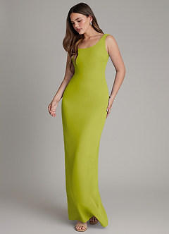 Azazie Hadley Bridesmaid Dresses Lemongrass Mermaid Pleated Chiffon Dress image4