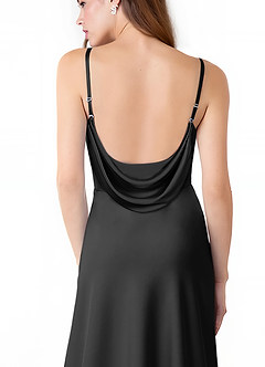 Azazie Alaija Bridesmaid Dresses Black Mermaid Side Slit Stretch Satin Dress image6