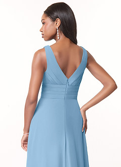Azazie Julianna Jurken voor bruidsmeisjes Jurk van Chiffon met A-Lijn Staal Blauw image4