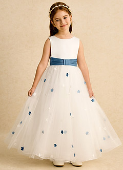 Azazie Cricket vestidos de niña de las flores Vestido de Marfil Bermudas de Satin Mate de Princesa con Plisado image4