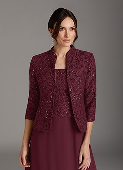 Azazie Cornelia Mother of the Bride Dresses Cabernet Sheath Square Neckline Sequins Chiffon Dress image8
