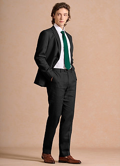 front Harrison Black 100% Linen Suit