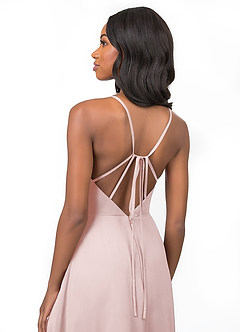 Azazie Everleigh Bridesmaid Dresses Blushing Pink A-Line Sweetheart Pleated Chiffon Dress image4