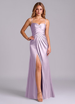 Azazie Sabrine Final Sale Frosted Lilac A-Line Sweetheart Neckline Stretch Satin Dress image5