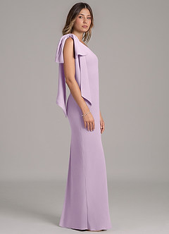 Azazie Capri Bridesmaid Dresses Frosted Lilac A-Line One Shoulder Chiffon Dress image3